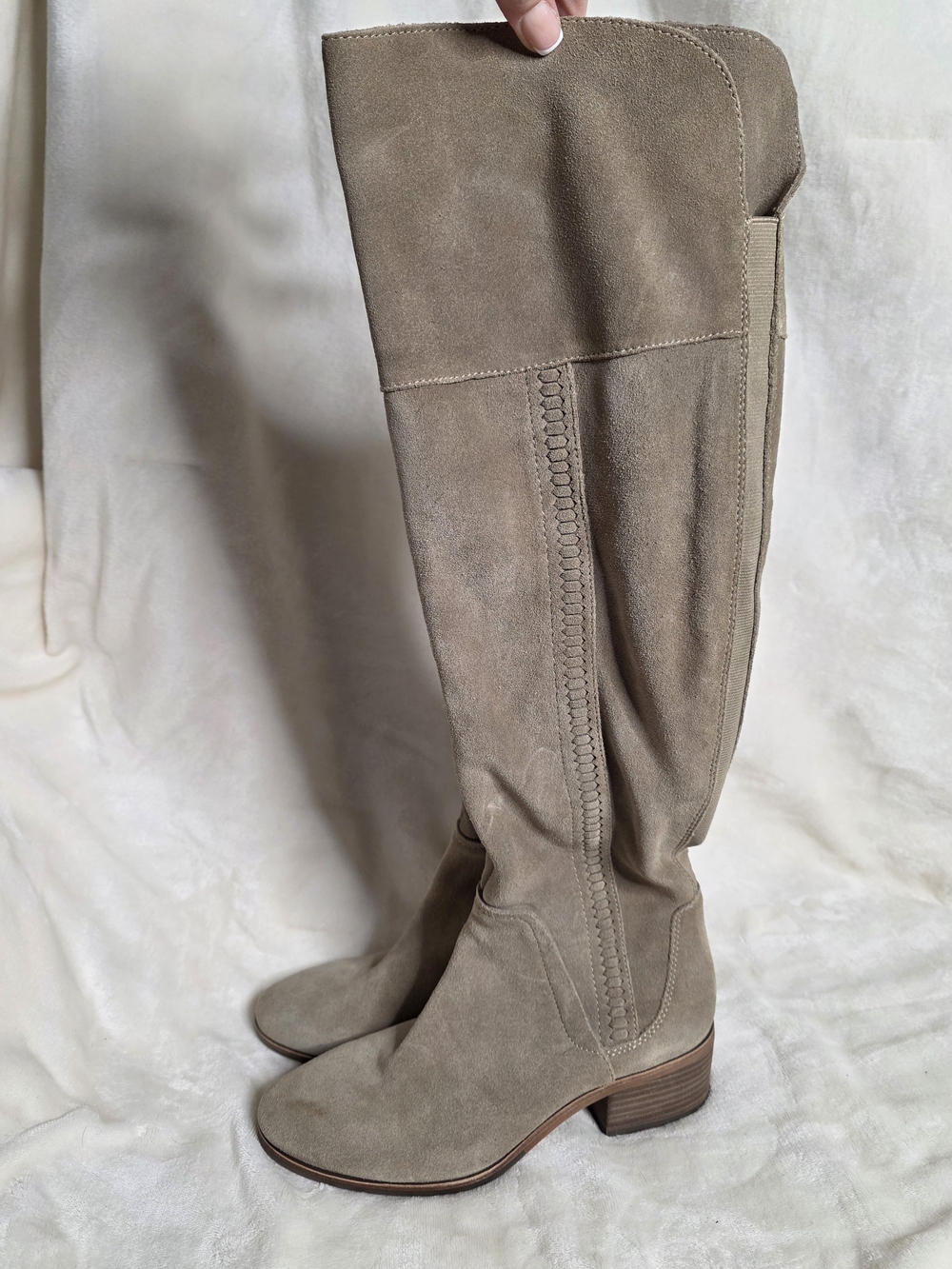 Vince Camuto Kochelda Suede Over The Knee Boots Taupe